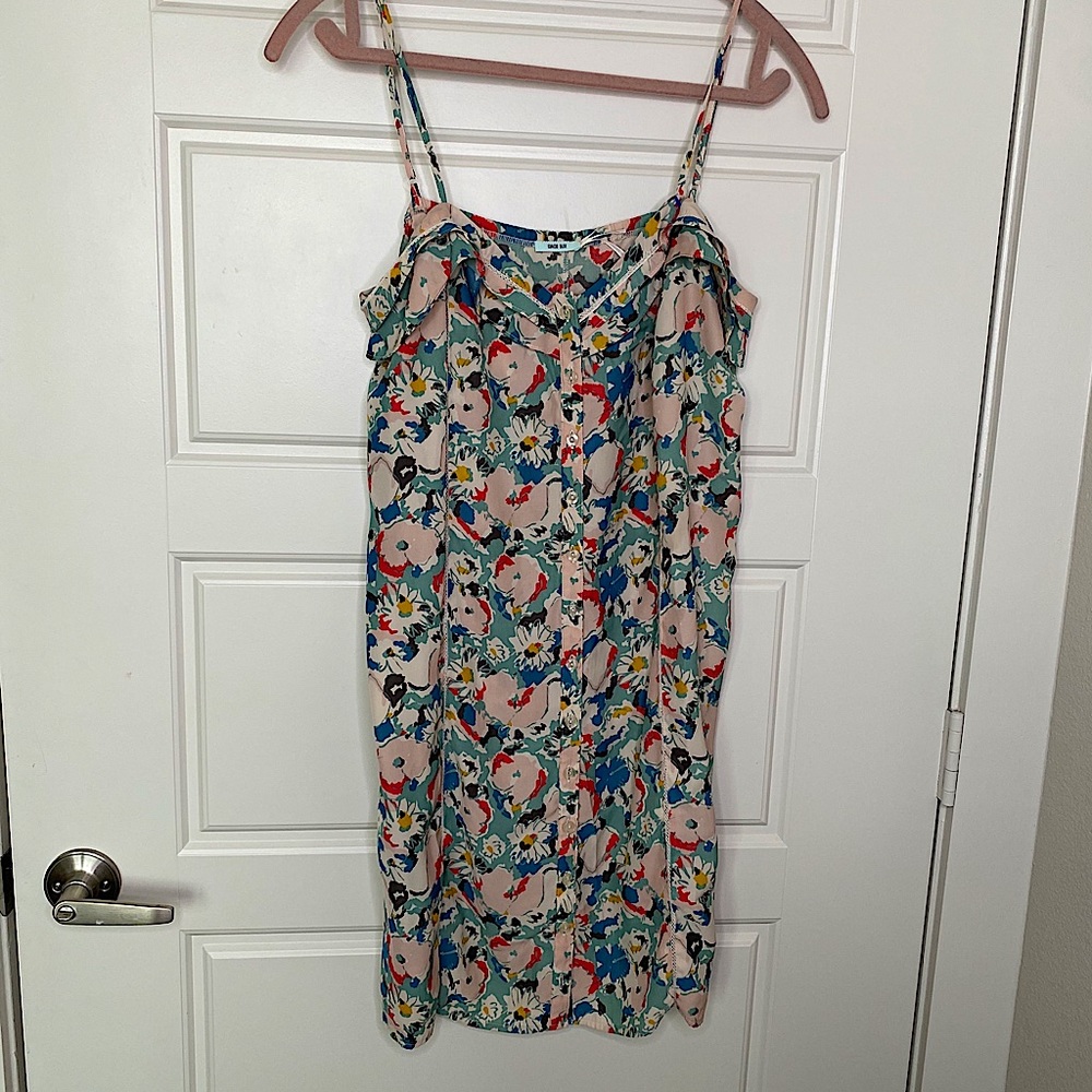 UO KIMCHI BLUE FLORAL MINI SLIP DRESS LARGE
